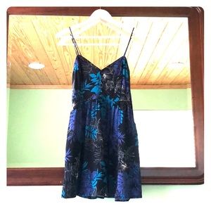 Black floral button front cami dress